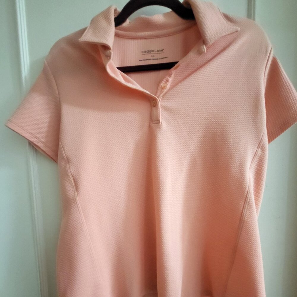 Maggie Lane Women's Peach Performance Golf Polo Shirt - Size Large